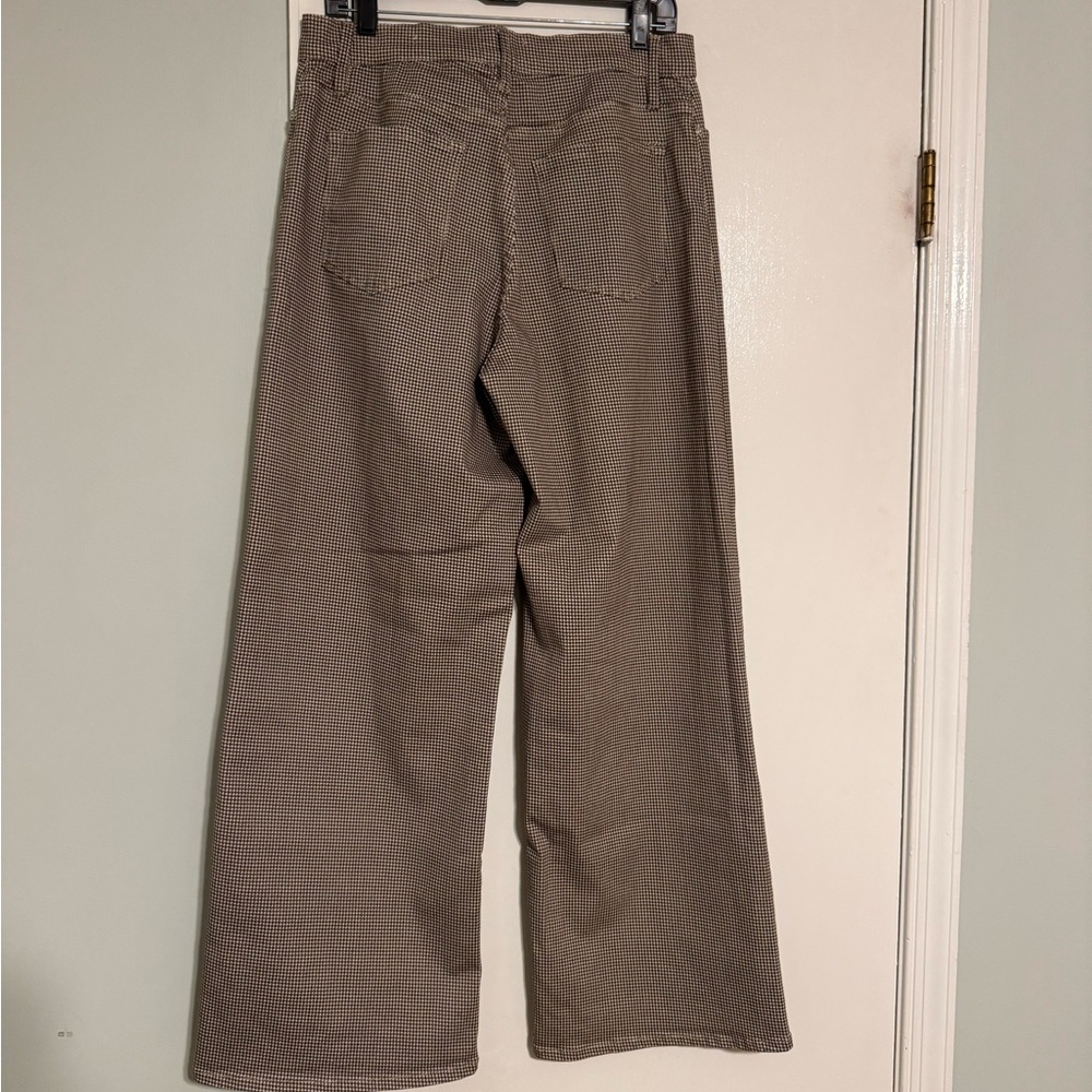 FRAME Le Slim Palazzo Pants Houndstooth Cream and Brown Size 32 - Picture 6 of 12